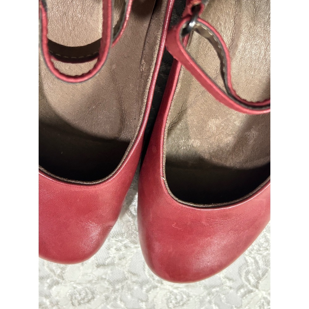 Earth Alder Dalma Red Leather Mary Jane Flats 10M Cottagecore Fall Preppy Retro - Picture 7 of 9